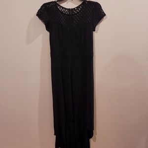 High low black dress with sheer top